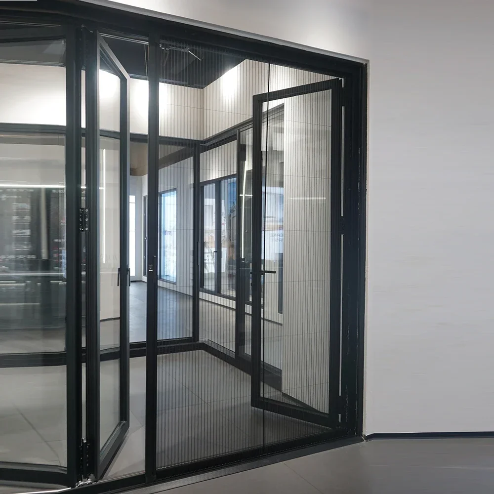 Sixinalu-Porte pliante marketavec écrans, portes accordéon extérieures, clôture en aluminium, porte de jardin intérieure en verre double, maison personnalisée