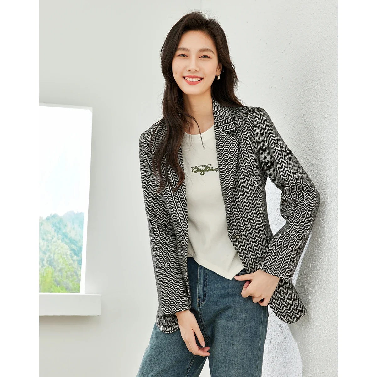 VIMLY Sequins Wool Blend Blazer Women Spring Jackets 2025 Warm Outerwears Vintage Elegant Casual Business Woolen Tailored Coat