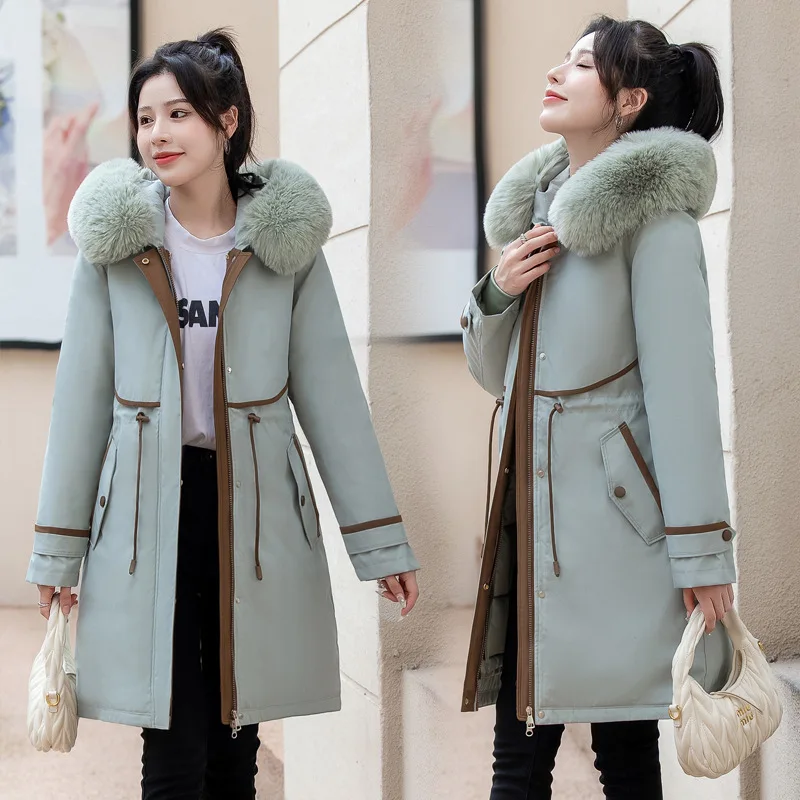 

Women's Winter Thiened Cotton Jaet Waist-Cinching Detachable Large Size Inner Coat Tee-Ways to Wear Sweet Sle Loose Fit