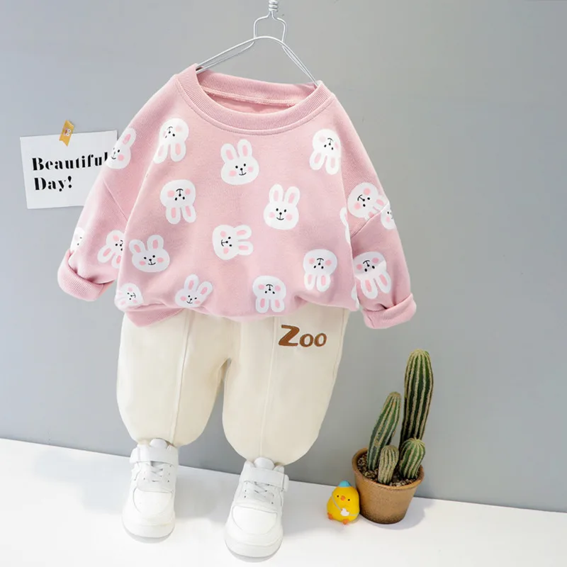 New Autumn Baby Clothes For Boys Children Girls Cute Cartoon T-Shirt Pants 2Pcs/Se Toddler Casual Costume Infant Kids Tracksuits