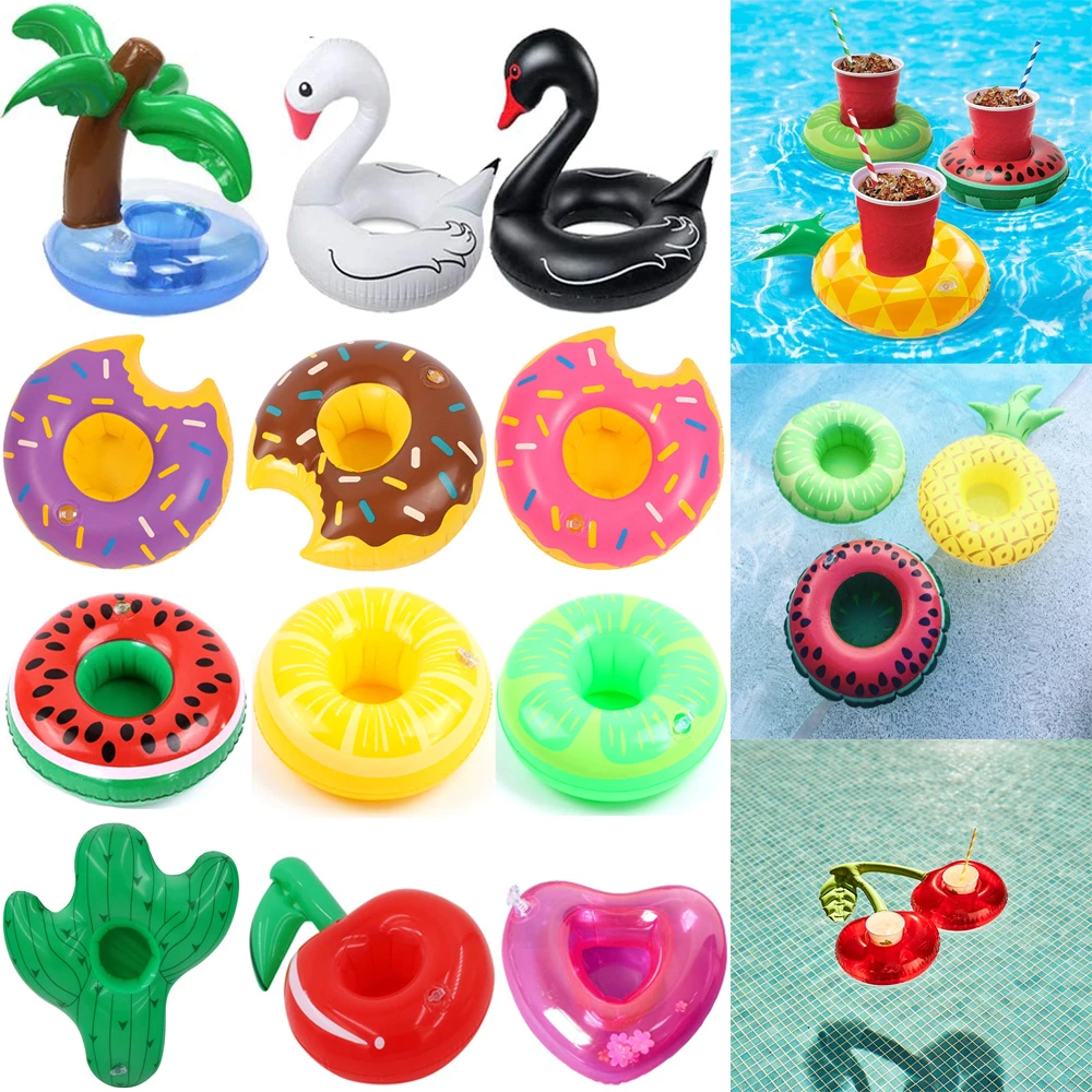 1 Uds. Decoración de Fiesta EN LA Piscina flotadores de piscina posavasos de taza inflables flotador de piscina soportes de bebidas inflables flotadores de bebidas