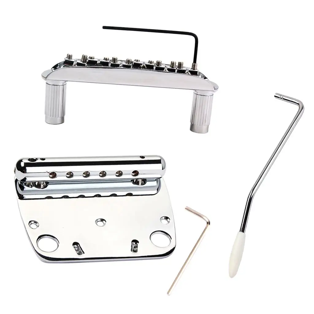 Exquisite 6 String Guitar Tremolo Bridge Tailpiece Set for Musical Instrument Guitar Replacement Parts Chrome