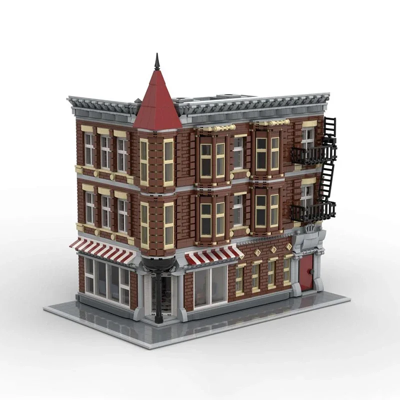 City Street View Moc Building Bricks USA Corner Modular Building Technology Modular Blocks Gifts Christmas Toys DIY Set Assembly