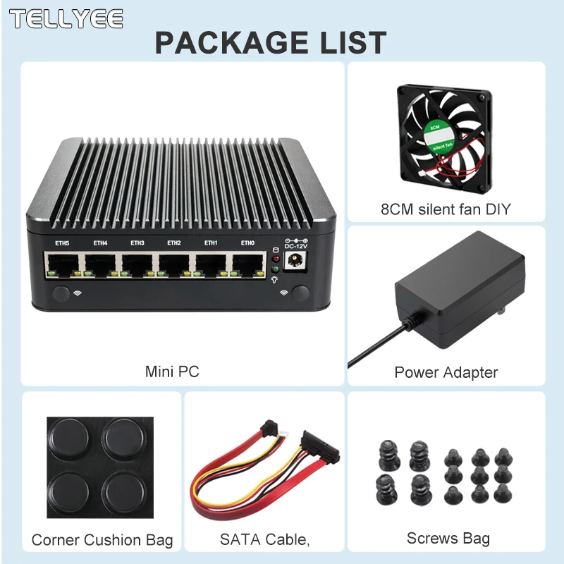 Intel N150 Soft Router 6 Lans i226-V 2.5G Fanless Mini PC COM HD DP USB Type-C pfSense Firewall Appliance OPNsense ESXi Computer