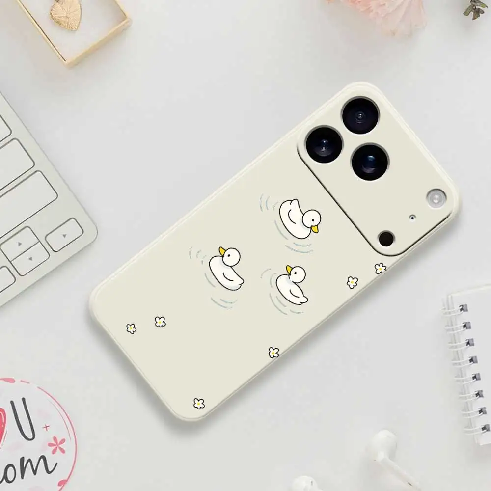 Cute Duck Phone CaseFor iPhone 17 Pro Max 17 Air 16 15 14 Plus 13 12 11 Pro Max XS Max XR 7 8 Plus 16E Silicone Soft Cover