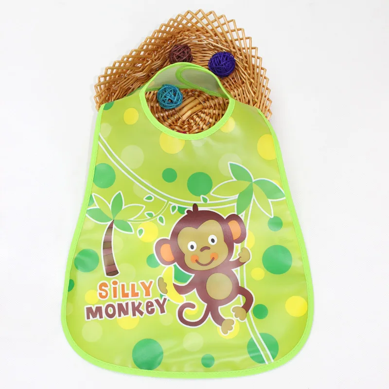 Adjustable Baby Bibs EVA Plastic Waterproof Lunch Feeding Bibs Baby Cartoon Feeding Cloth Children Baby Apron