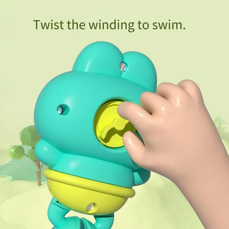 아기 목욕 장난감, 물놀이용 끈 달린 작은 개구리, 물에 놀이하는 아기 목욕 장난감, 체인 개구리