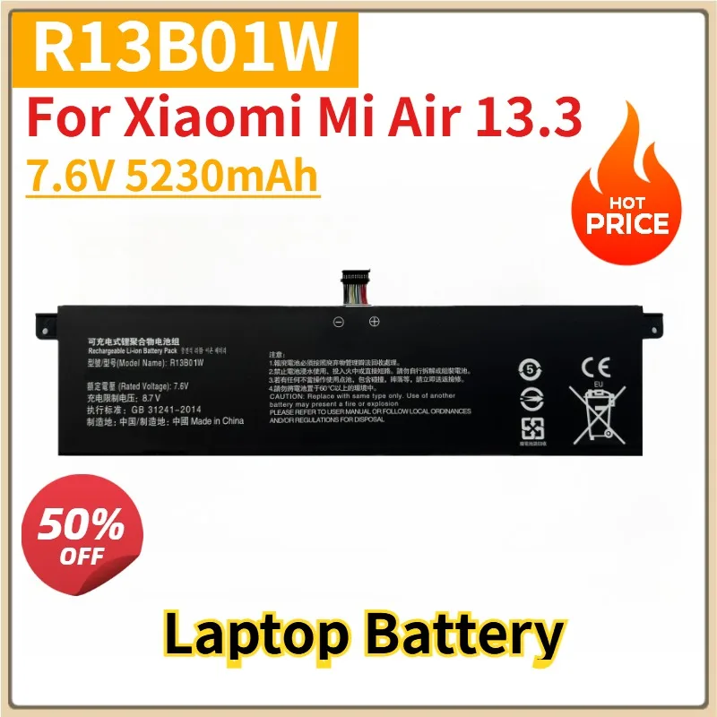 

New Replacement Laptop Battery R13B01W 7.6V 5132mAh For Xiaomi Mi Air 13.3" Series Tablet PC R13B01W R13B02W