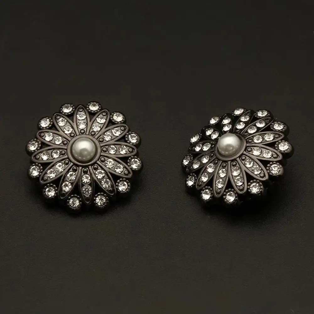 10Pcs DIY Clothing Sewing Button Retro Metal Pearl Diamond Clothing Buttons Needlework Handmade Accessories