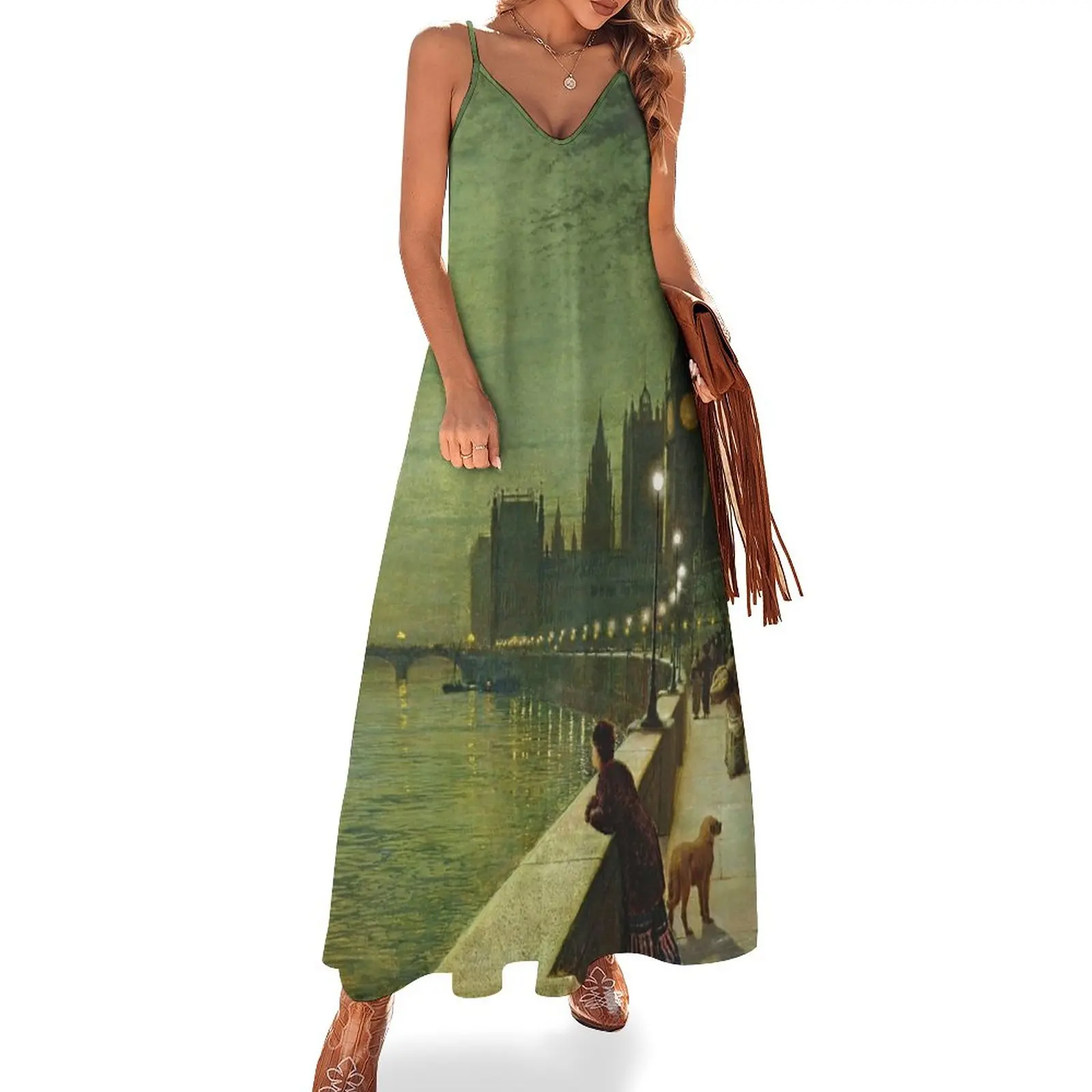 

Reflections on the Thames, Westminster - John Atkinson Grimshaw Sleeveless Dress party dresses woman summer women's suit