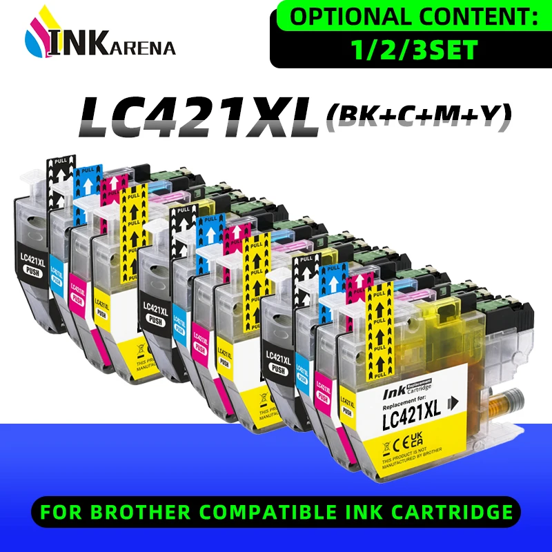 1-3set Europe LC421XL LC421 421XL Ink Cartridge Compatible For Brother DCP-J1050DW DCP-J1140DW DCP-J1800DW MFC-J1010DW Printer