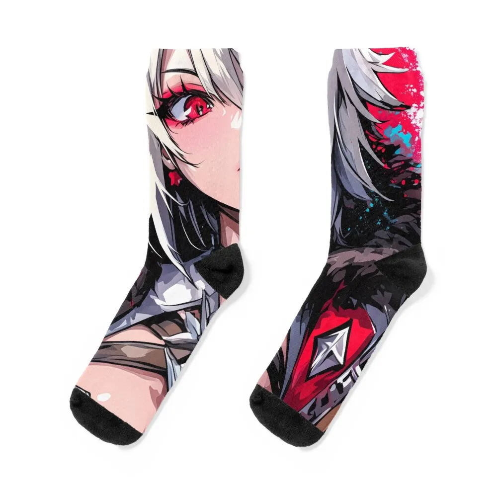 

Arlecchino Genshin Print Design Socks anti-slip hiking cycling crazy Mens Socks Women's