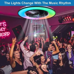 Tuya Electric Fan Ceiling Fan LED Light RGB IC APP Control Ceiling Fan With Light Music Rhythm Multi-mode Adjustment for Room