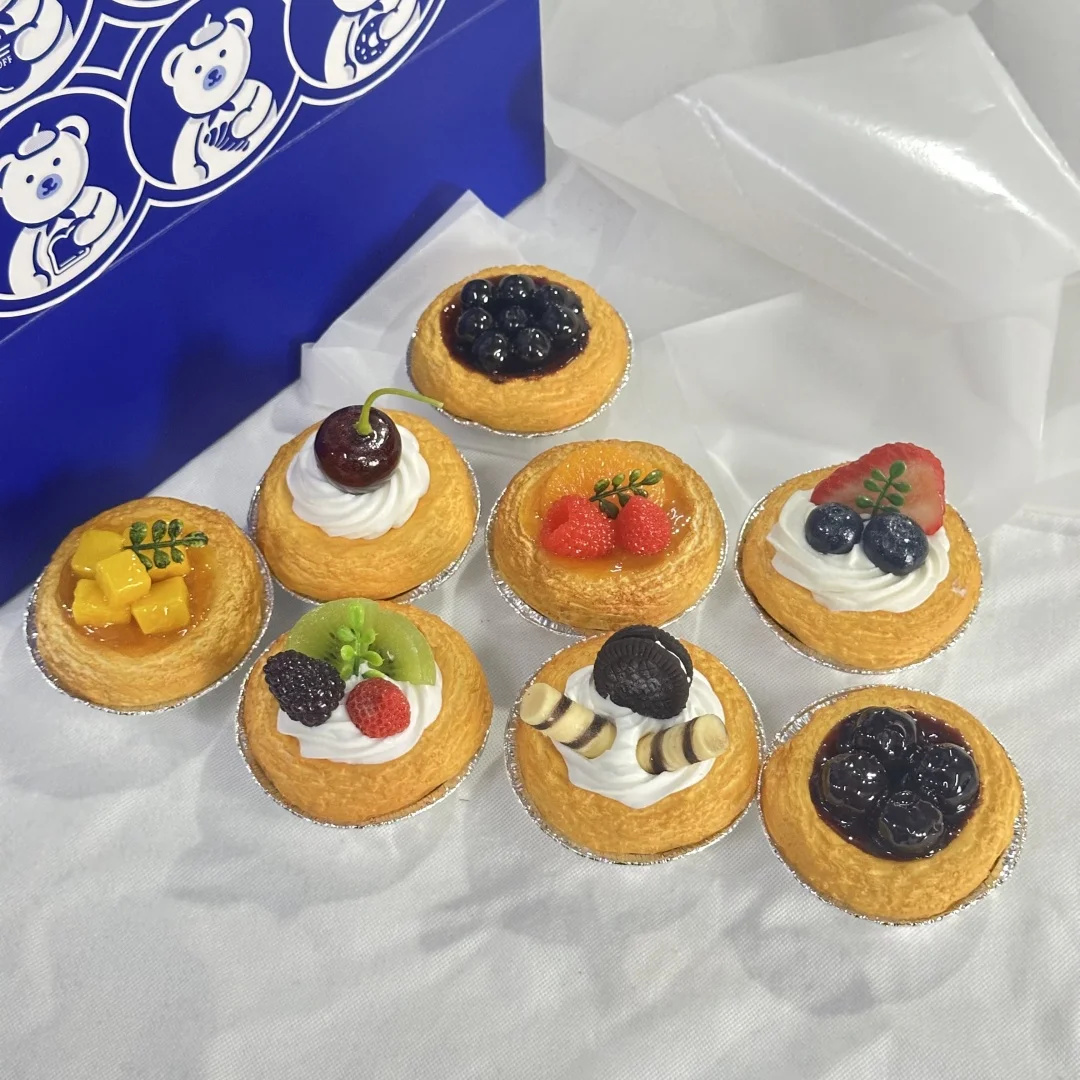 3in 4pcs Set Hong Kong Style Egg Tart Creamy Food Model Chinese Dim Sum Bakery Restaurant Flaky Pastry Silky Smooth Egg Custard