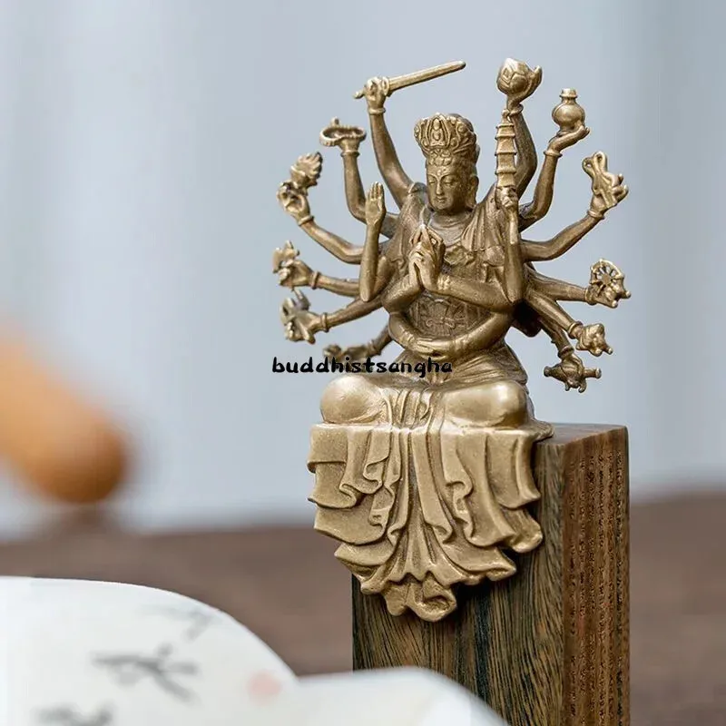 statues-de-sculpture-en-bronze-bodhisattva-mere-de-bouddha-avec-petit-menage-de-bouddha