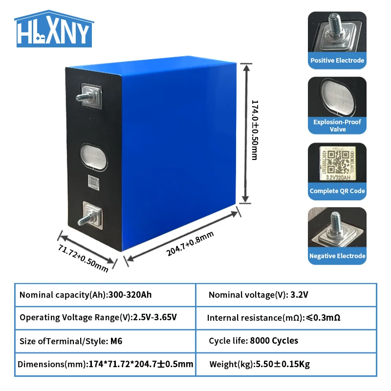 الاتحاد الأوروبي الأسهم 320Ah 3.2 فولت Lifepo4 بطارية ليثيوم أيون Akku LFP ل RV EV سيارة مخيمات قارب السفينة 12 فولت 48 فولت الطاقة الشمسية المنزلية تخزين الطاقة