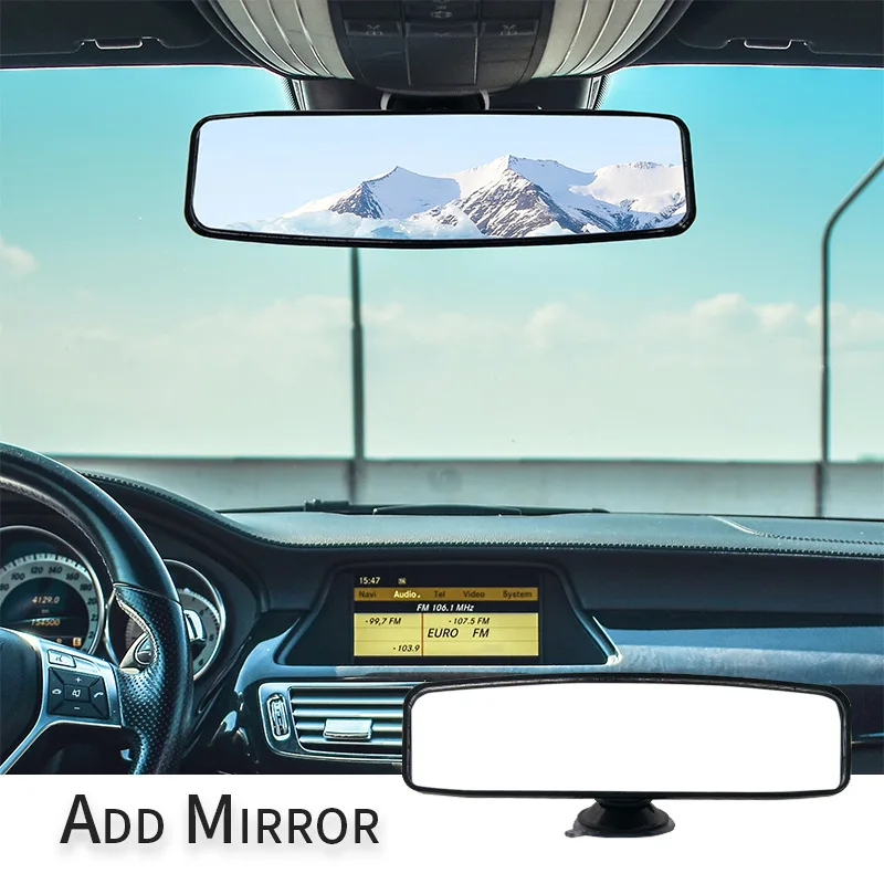 

Universal Wide-angle Interior Rearview Mirror Car-styling Rear View Mirror Adjustable Suction Cup 360° Rotates Car Rear Mirror