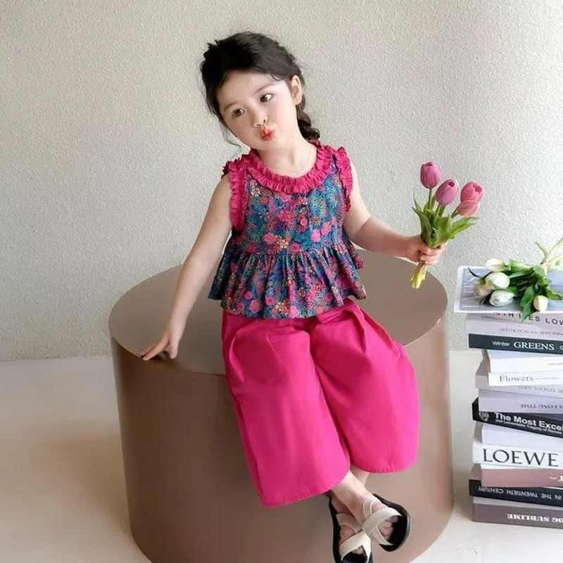 

Summer Girls' Long Sleeved Shirt Set 2025 New style Children's Stylish Striped Thin Sunscreen Shorts Two-piece Set