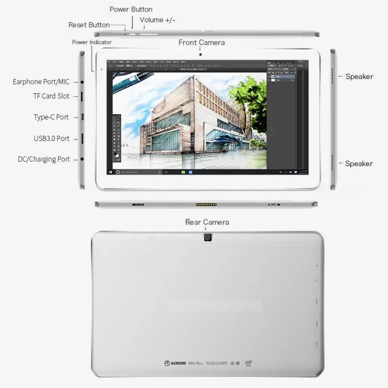 10.6 POLEGADAS 4GB RAM 128GB ROM 64 Bit Tablet PC MIX CPU Intel (R) Core (TM) m3-7Y30 1.00GHz WIFI Quad Core 1920x1080 Tela IPS