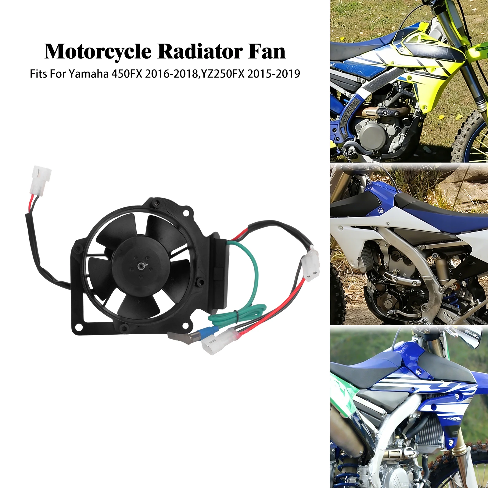 Motorcycle Radiator Cooling Fan CoolFlow Engine Fan Black Assembly For Yamaha YZ250FX 2015-19 Radiator Cooler Fan 450FX 16-2019