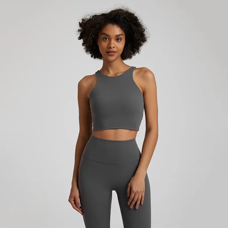 

JRJL Seamless Sports Vest with Pad Women Yoga Bra Workout Fitness Crop Top Gym Running Shockproof High Elastic Bra Sportswear