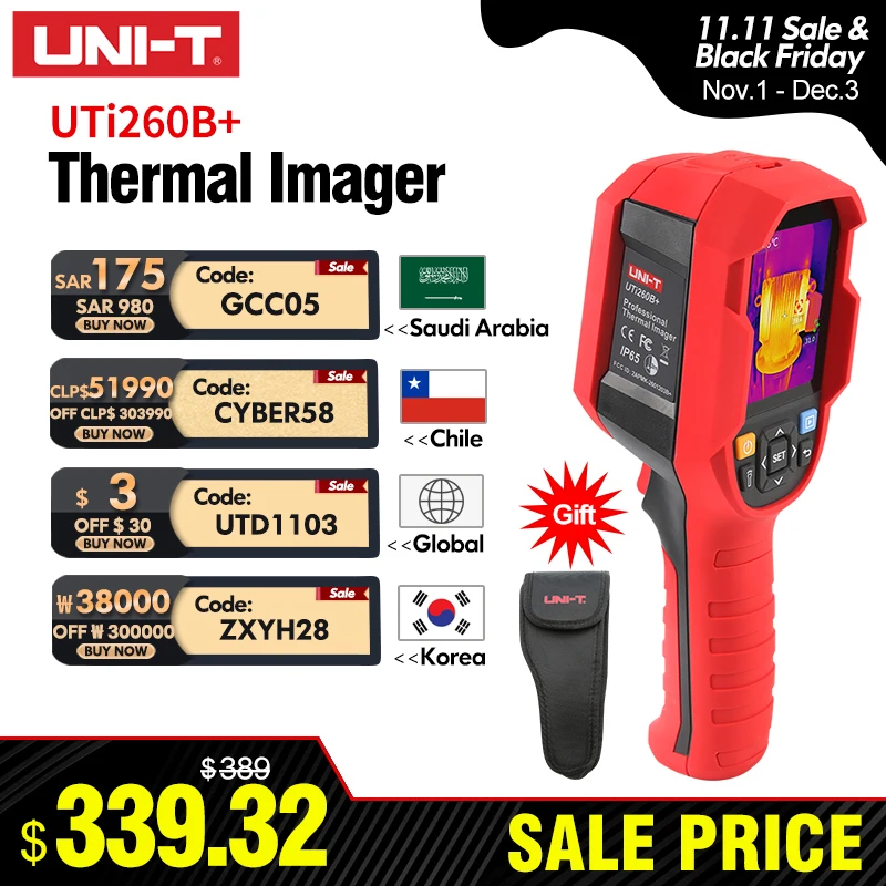 UNI-T UTI260B UTI260A Thermal Imaging Camera 256X192 Pixels Thermal Imager UTI260B+ PCB Circuit Floor Heating Tube Testing