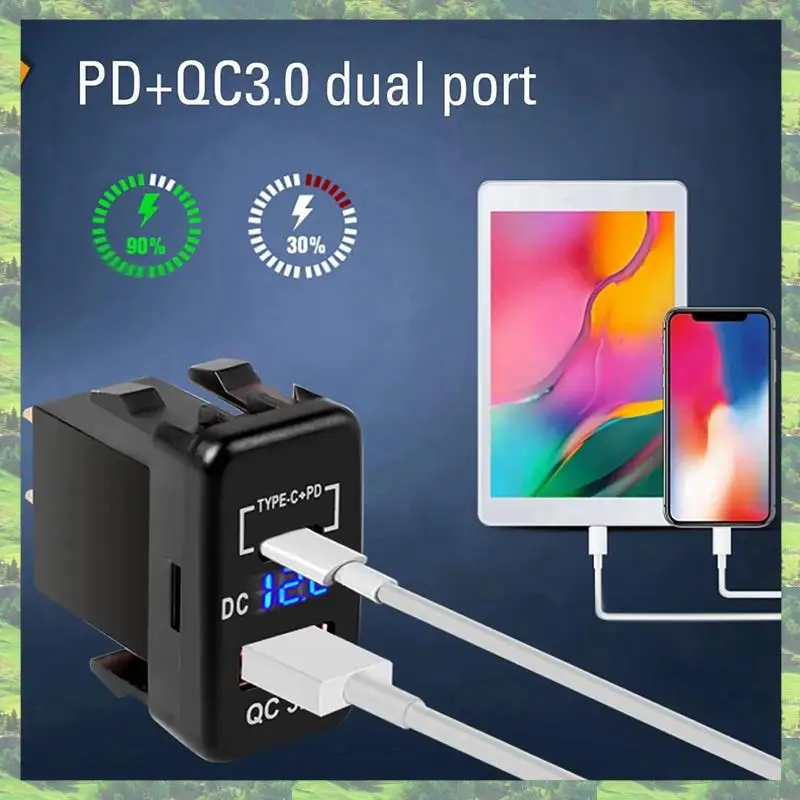 

L72A-2X 12V-24V USB Outlet Dual Quick Charge 3.0 & PD USB C Port Charger Socket Power Adapter For Car Boat Marine Truck-A