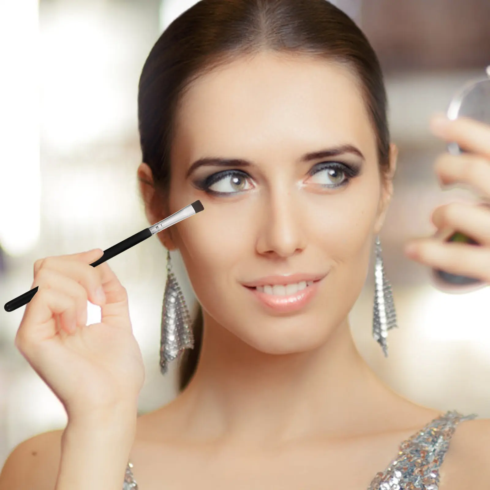 6Pcs Eyebrow Eyeliner Brushes Premium Dual Use Eye Makeup Tools Flat Brush Set Makeup Supplies Professional Home Use