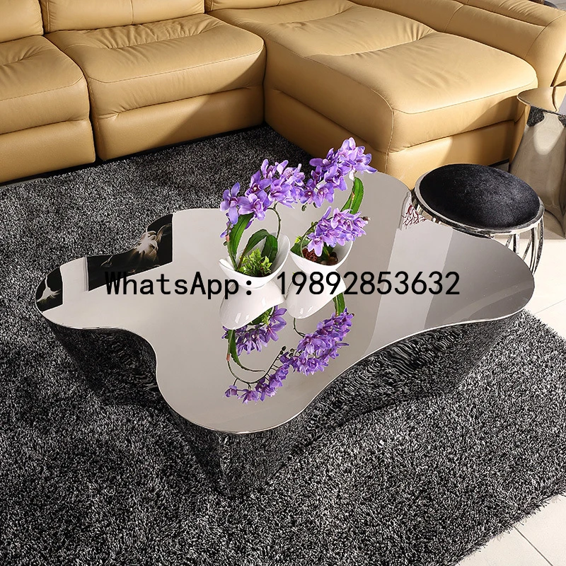 XL Irregular Full Metal Colorful Cloud Smooth Lines Tea Table Versatile Design Tree Stump Coffee Table