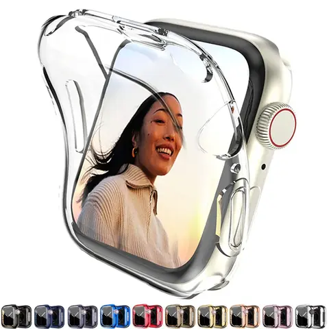 Apple Watch Ultra 49mm 9 8 7 41mm 45mm 전체 TPU 범퍼 커버 Iwatch serie 6 5 4 se 44mm 40mm 42mm 38mm 케이스 용 화면 보호기