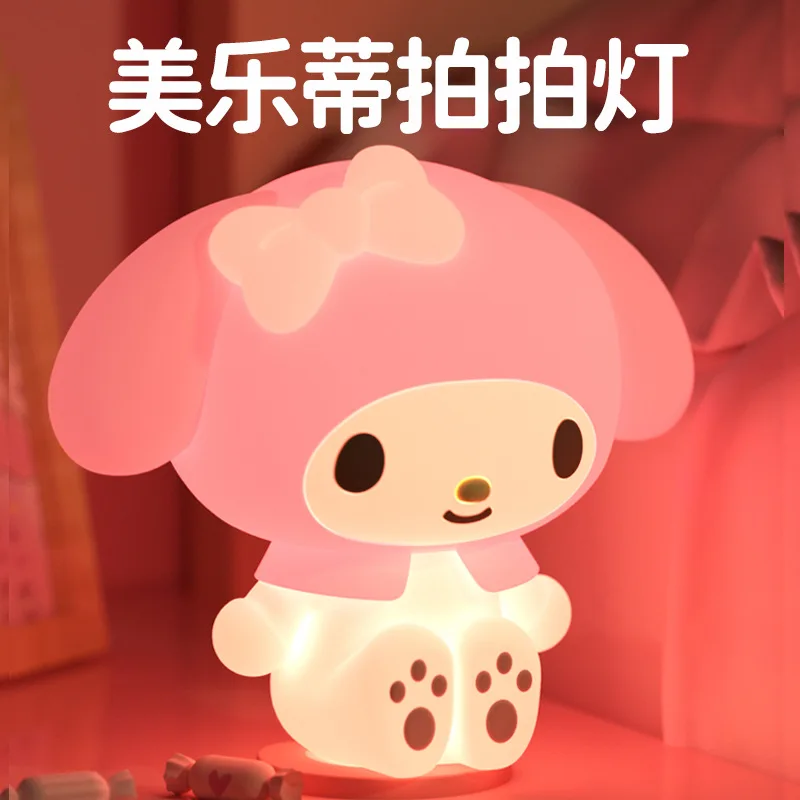 Sanurgente-Veilleuse en silicone My Melody, figurines d'anime, lumière Melody Clap, chambre à coucher, sommeil, escales, lampe de nuit, cadeau d'ornements, chaud, nouveau