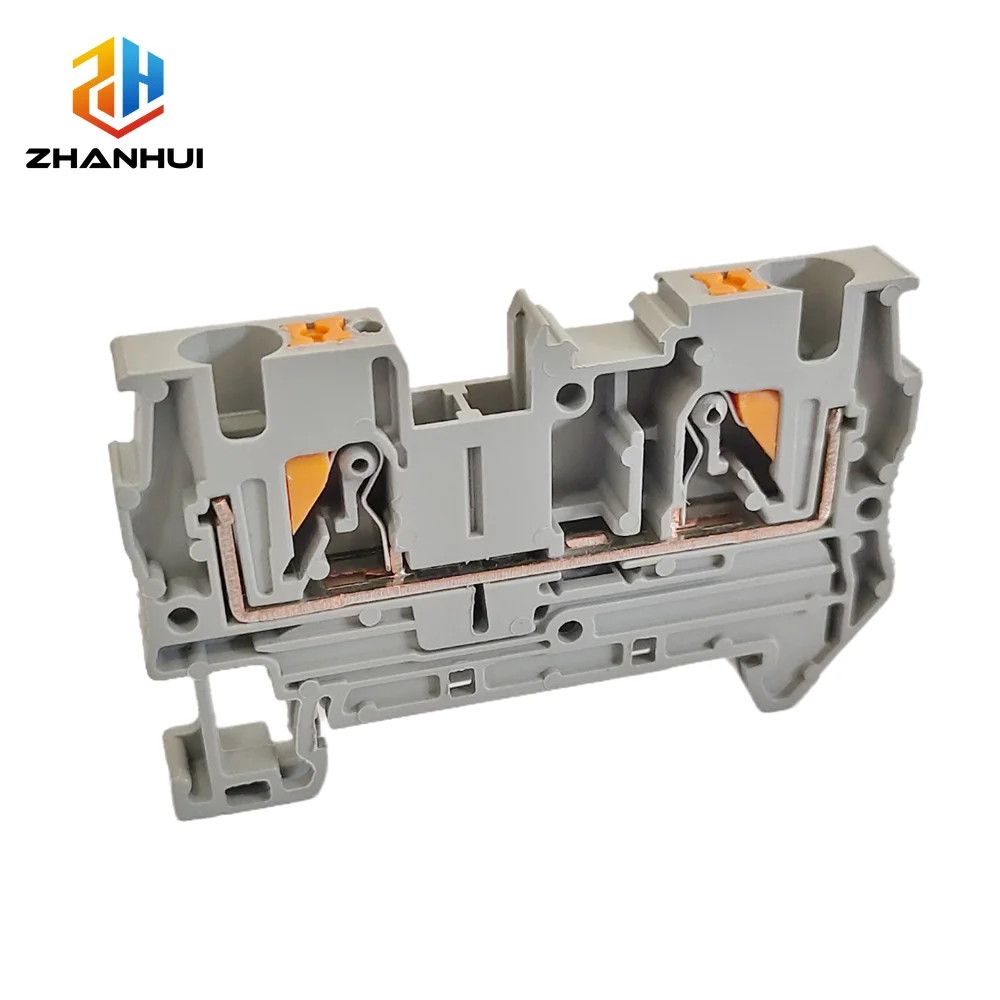 5Pcs PT4 Push-in DIN Rail Terminal Blocks, Screwless Spring Connector, 4mm² Electrical Wiring Terminals