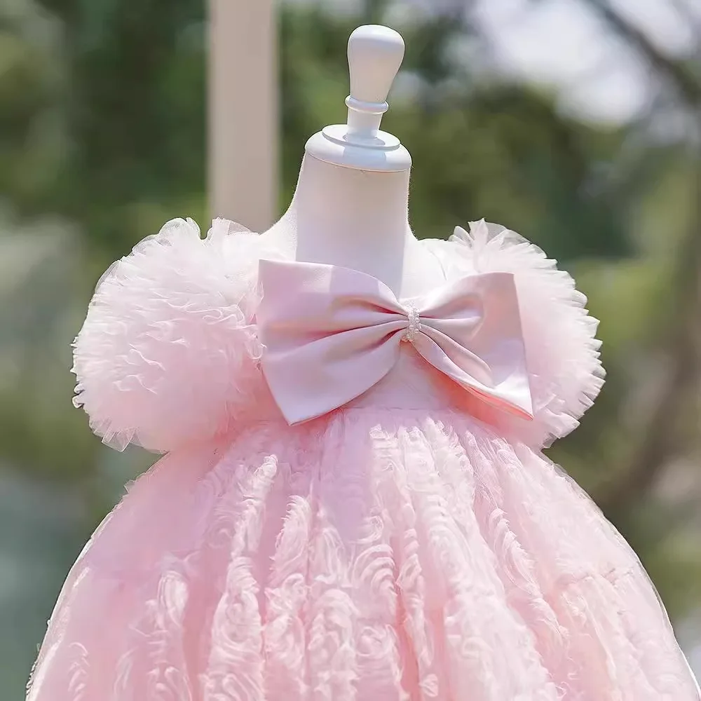 Summer Gown Baby Dresses First Birthday Flower Toddler Girl Clothes ChildrenTulle Girl Kid\'s Dress For Party ceremonial dress