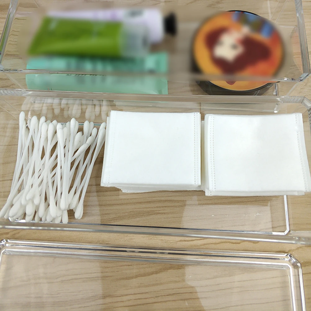 

Double Layer Rectangular Transparent Acrylic Storage Box Dustproof Large Compartments Jewelry Organizer Easy Clean