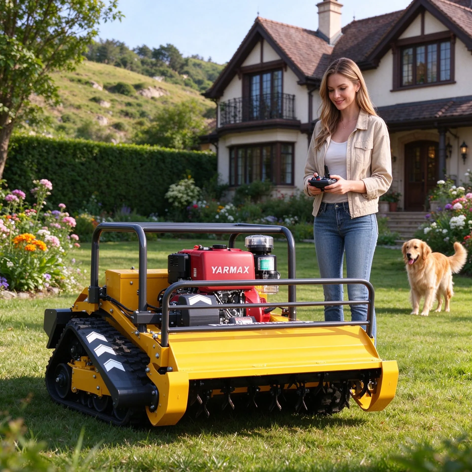 Customized Petrol Cordless Remote Lawn Mower Robot Flail Mower,  Crawler Lawn Mower Designed For Yard Grass Trimming