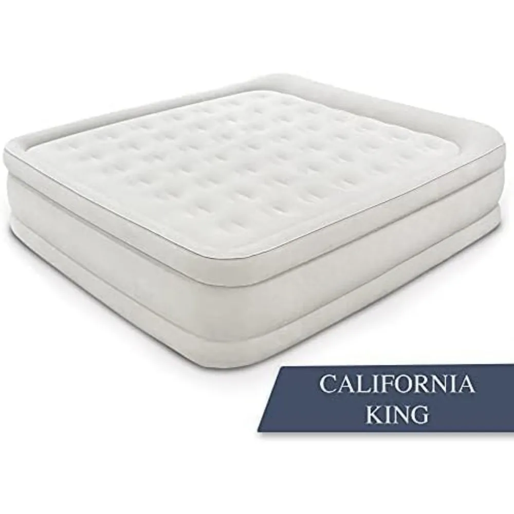 Matelas pneumatique de luxe California King avec pompe intégrée pour la maison, le camping et les invités - Lit gonflable King Size Double de luxe