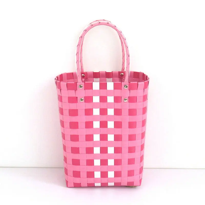 Handwoven Vegetable Plastic Bag Basket Storage Solutions Creative Handbag Decoration Basket Unique Vacation Leisure Bag