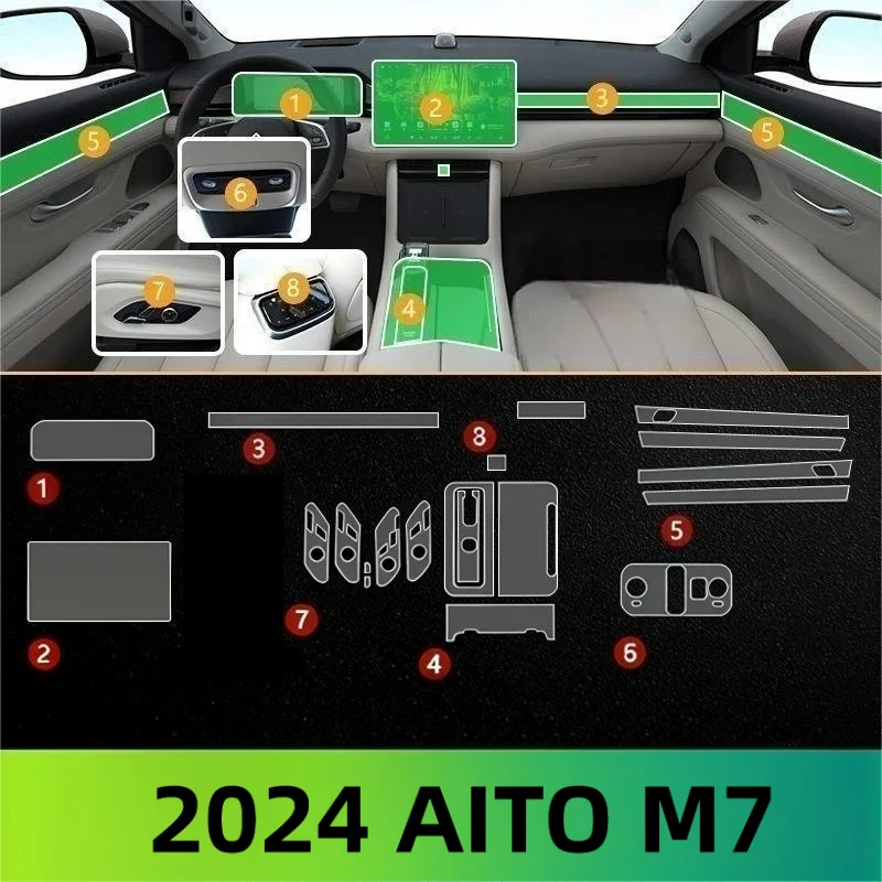For  2024 AITO M7 interior film car interior accessories interior film center console navigation transparent protective film