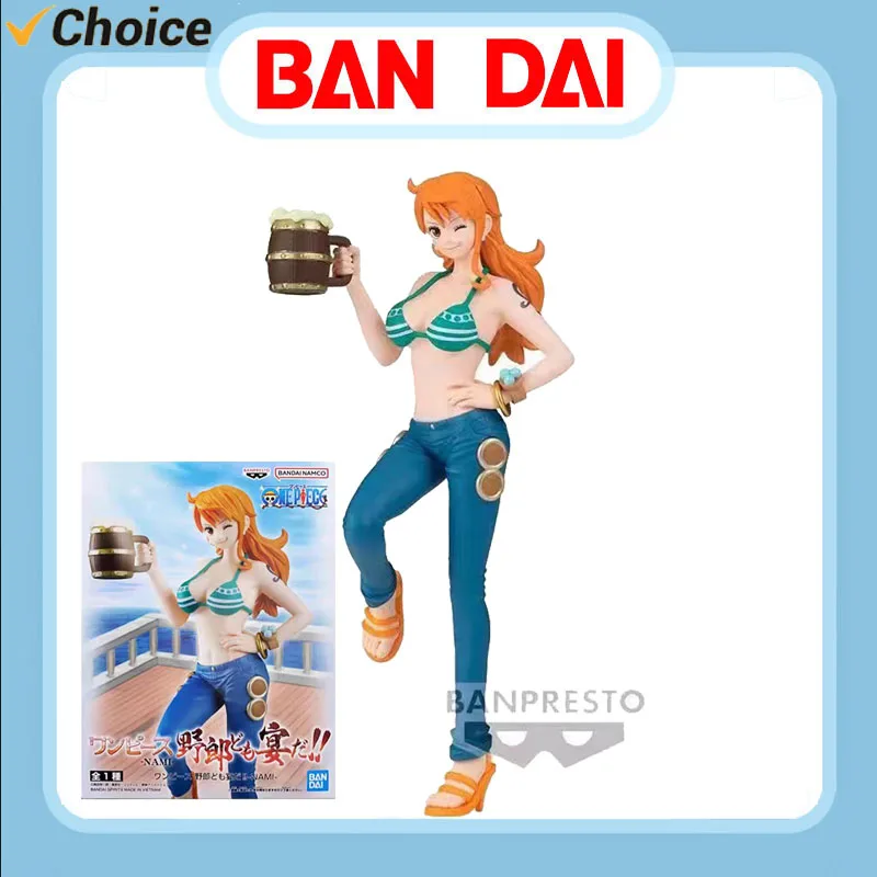 

Bandai One Piece Nami 14cm/5.5inch Party Cheers Pvc Anime Collection Model Doll Toy Kid Birthday Gift Car Decor Restaurant