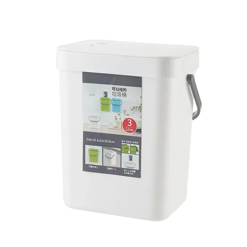 Wall Mounted Kitchen Waste Bin Punch-free Folding Cabinet Trash Can Plastic Hanging Living Room Car Trash Can Home Dustbin