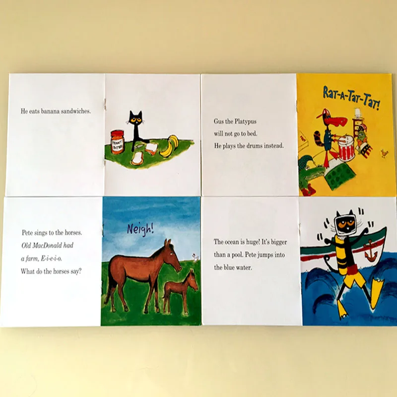 12 Books/Set I Can Read Pete The Cat Picture Books Children Baby Famous English Tales Child Book Set Baby Bedtime Pocket Book