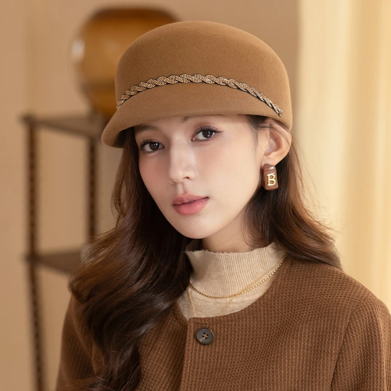 

Wool duckbill hat for children, autumn and winter new style newsboy hat, retro octagonal hat, women's fashionable and versatile