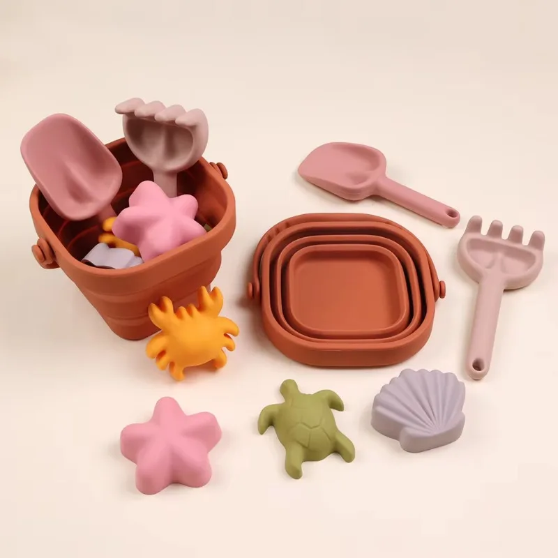 Sea Summer Toys New Product Creative Foldable Barrel Sand Shovel Children's Toy Set Environmentally Friendly Silicone Beach Toy