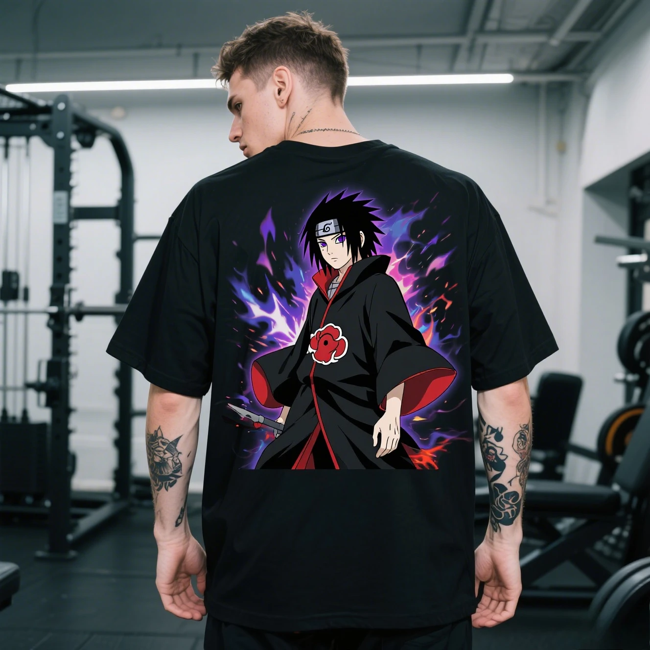 

Summer Pure Cotton Round-neck Short-sleeved T-shirts for Men and Women, From The Famous Anime "Naruto: Itachi Uchiha"