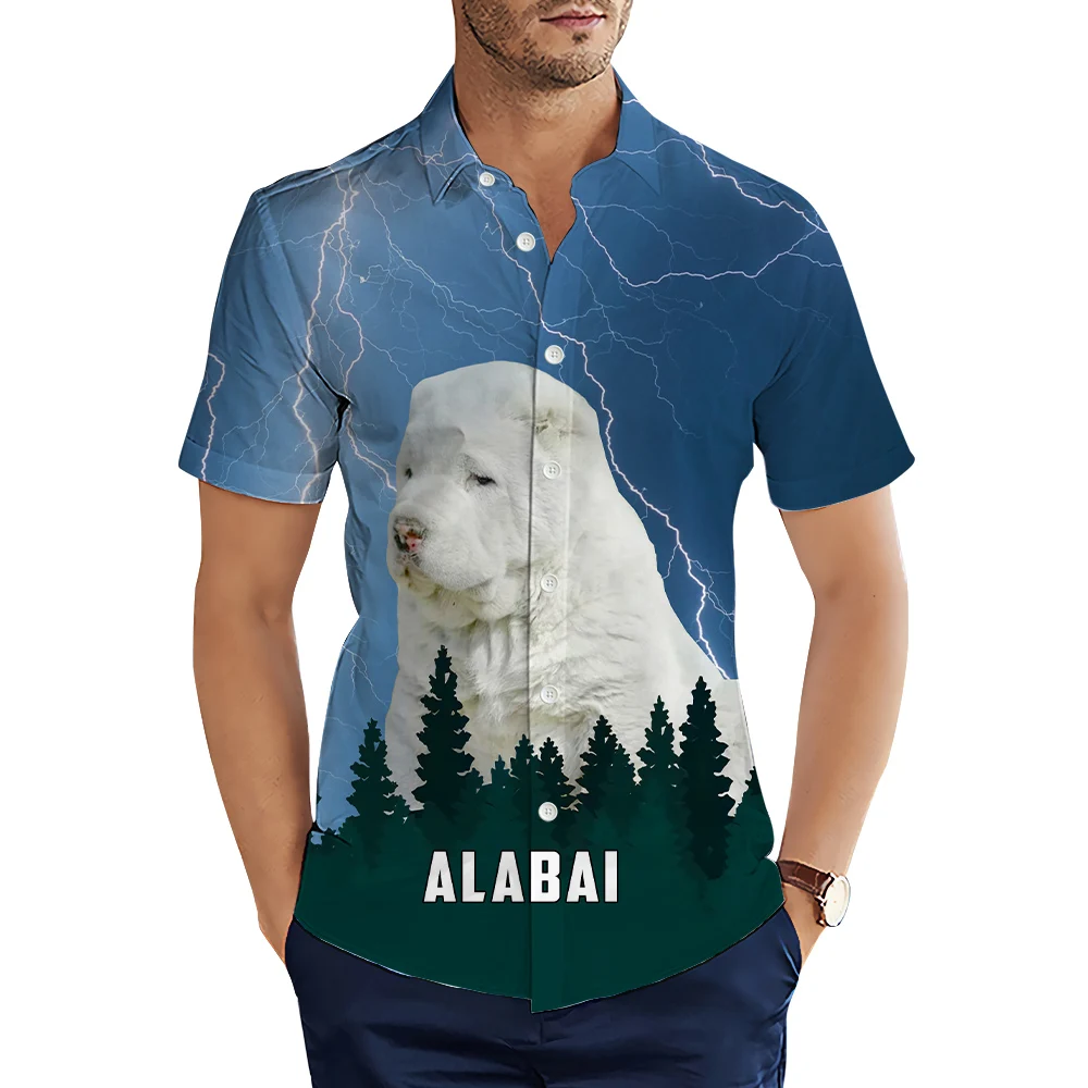 

HX Fashion Men's Shirts Alabai Lightning Forest 3D Printed Casual Shirt Summer Short Sleeve Shirts for Men Clothing