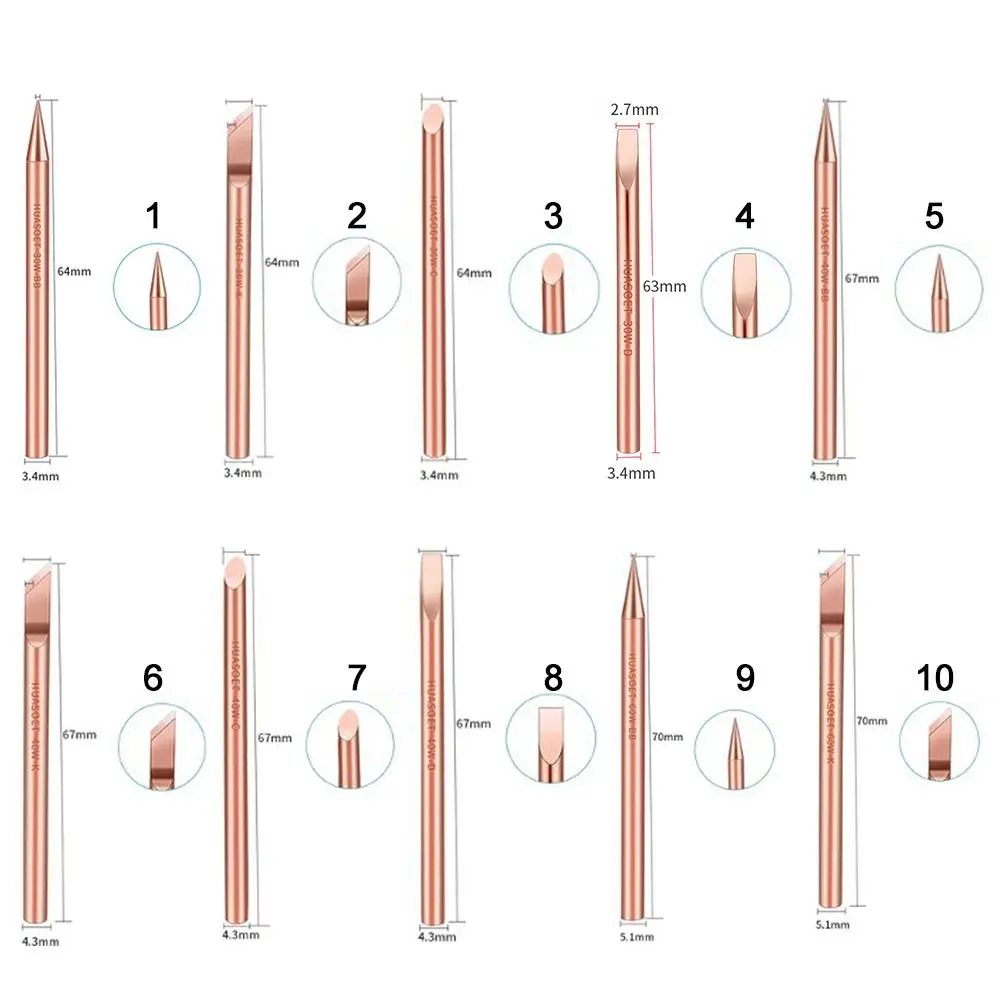 Electricity Welding Tool Nomagnetic External Heat Solder Iron Head Replacement Soldering Iron Tip