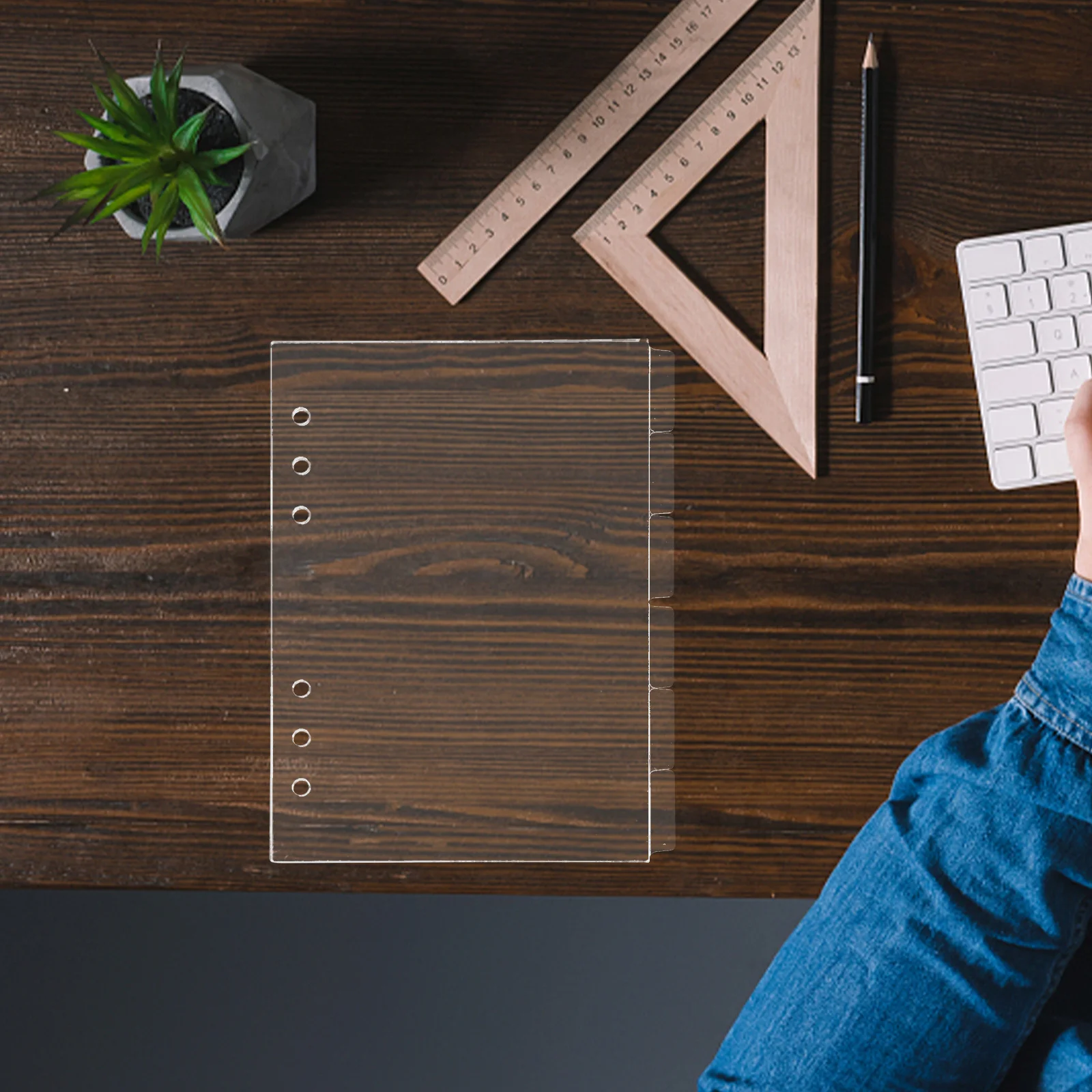 

6pcs Acrylic Binder Cover Refillable Transparent Notebook Insert For A5 Planner Journal Organizer Divider Replacement Accessory