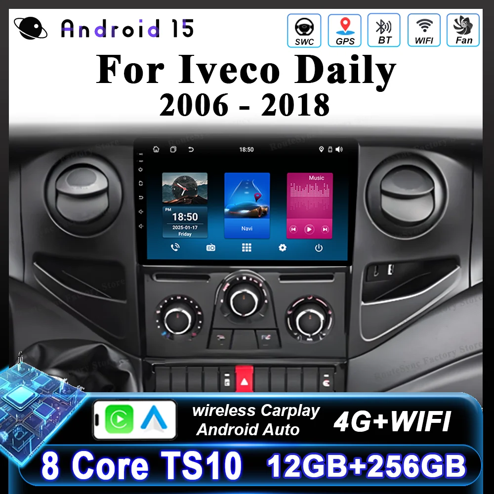 

Автомагнитола Android 15 для Iveco Daily 2006-2018 с GPS-навигацией, мультимедийным плеером, 4G, Carplay, Bluetooth, без 2DIN DVD, с Wi-Fi