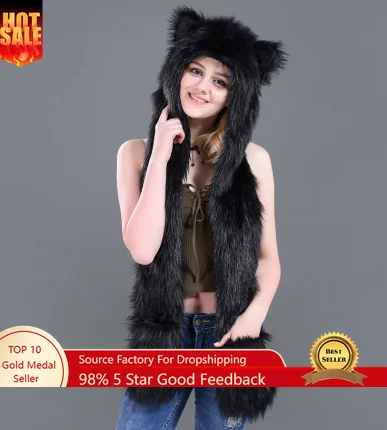 الثعلب فو الحيوان اغطية الرأس قبعة فروي القفازات قفازات وشاح الكفوف آذان فروي الحيوان الملحقات