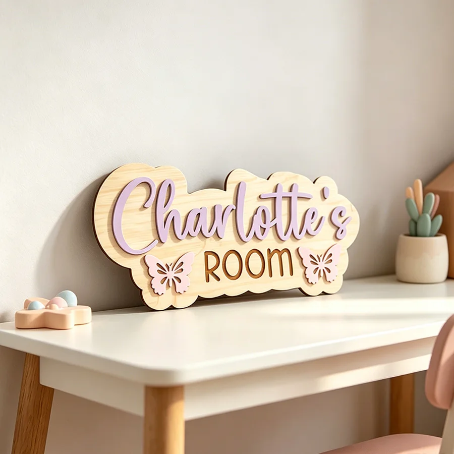 1pc Personalized Wooden Surname Brand, Double-layer Customized Name Tag, Ideal Gift for Birth, Baptism, and Wall Decoration